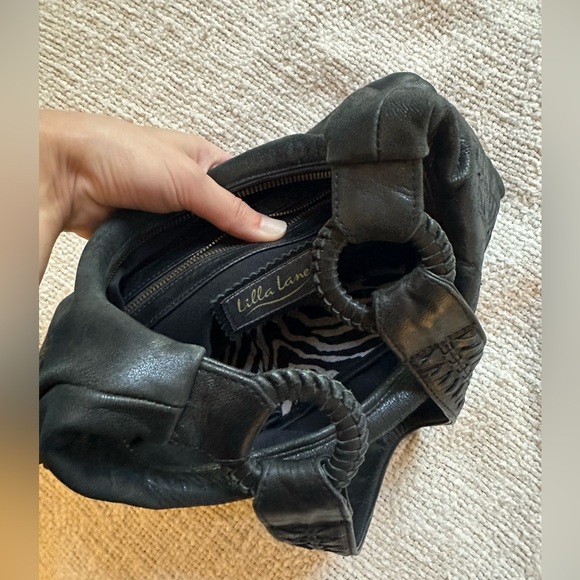 Lilla Lane Black Leather Shoulder Bag Vintage - Picture 8 of 13